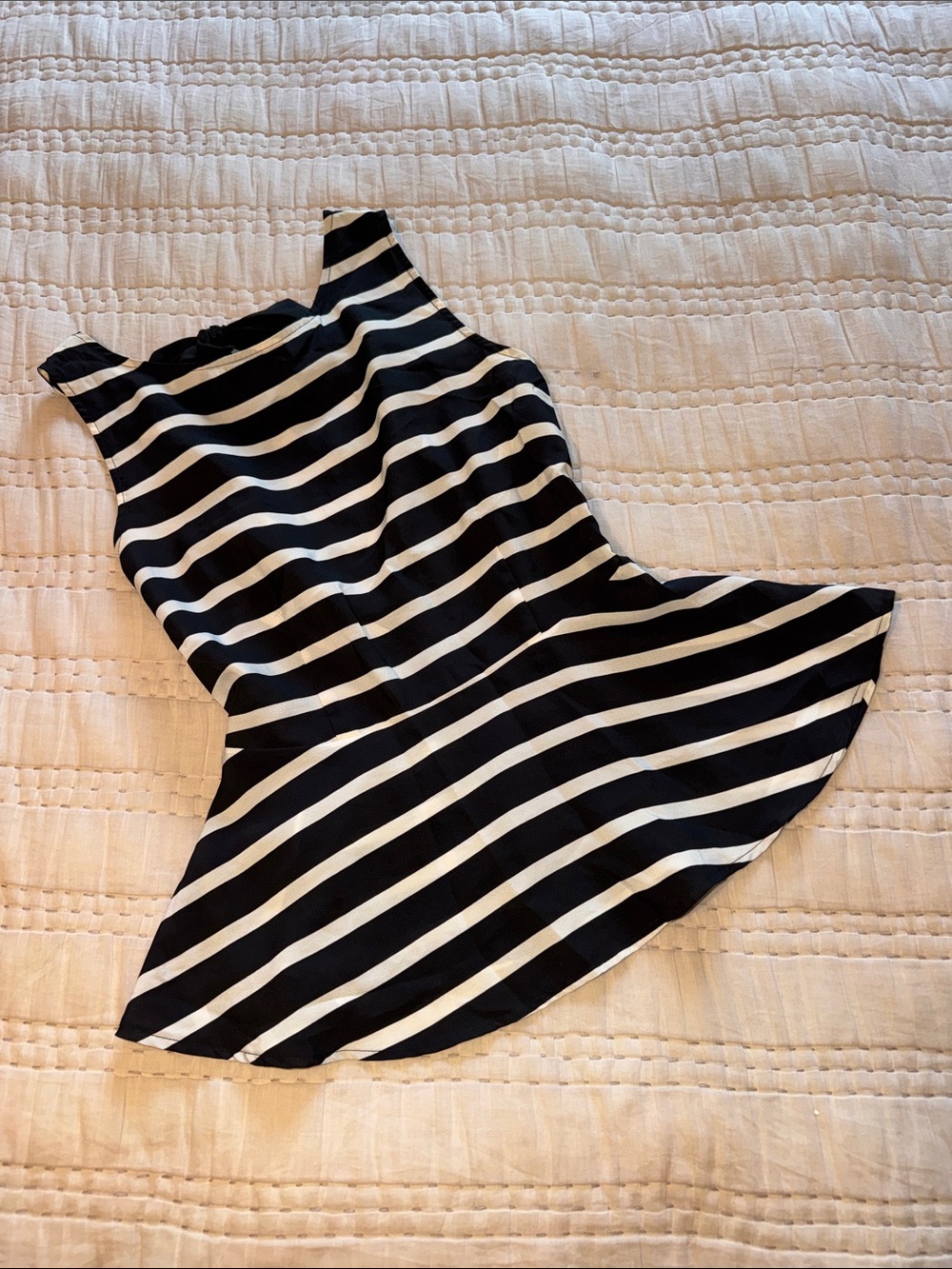 Black & White Striped Fit-and-Flare Blouse